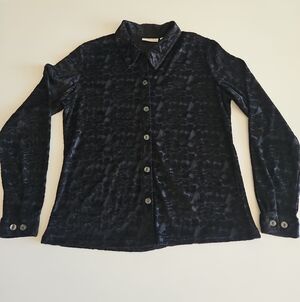 Vintage Basic Equipment Black Button-Front Blouse